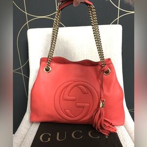 Authentic Gucci Soho bag champagne pink leather